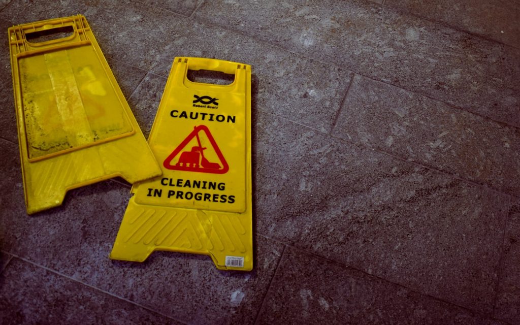 caution cleaning in progress - wet floor signs